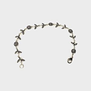 Marcasite In Fine Silver Plate Flower Leaf Vine Bracelet 7.5 Inches Gift Box